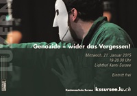 Flyer Genozide - Wider das Vergessen! Ein Gedenkanlass an der Kantonsschule Sursee vom 21. Januar 2015